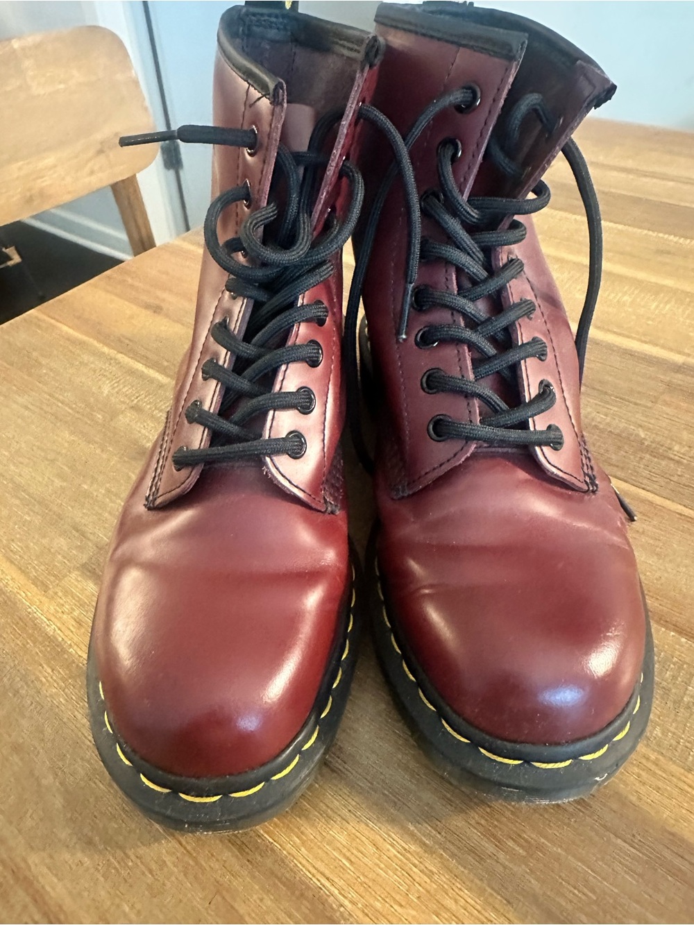 Dr. Martens Cherry Red Lace-Up Leather Boots
